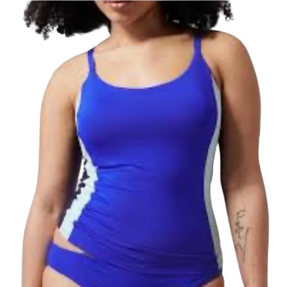 ATHLETA women’s COASTLINE underwire bra cup tankini swim top size 34 B/C NWOT - Picture 1 of 5